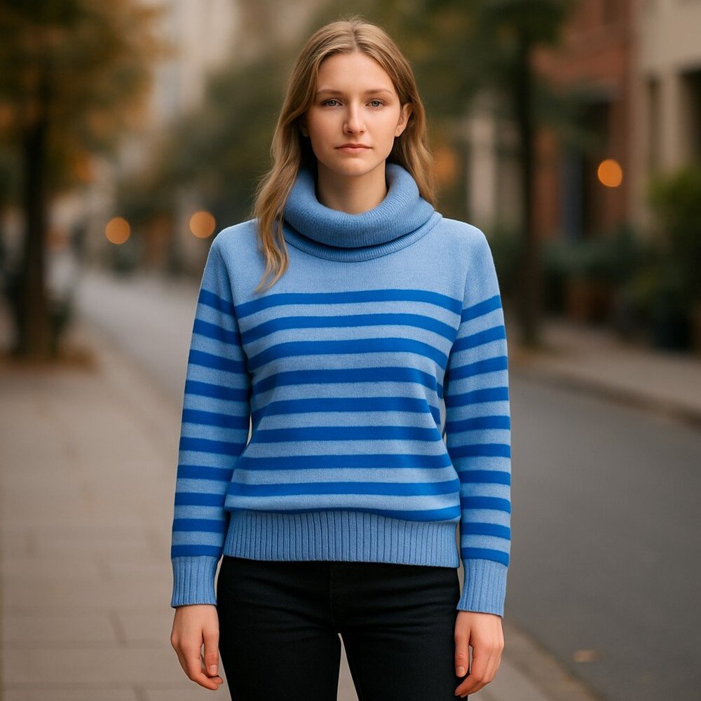 NWOT LOFT Stripe Cowl Neck Tunic Sweater Super Oversized XS